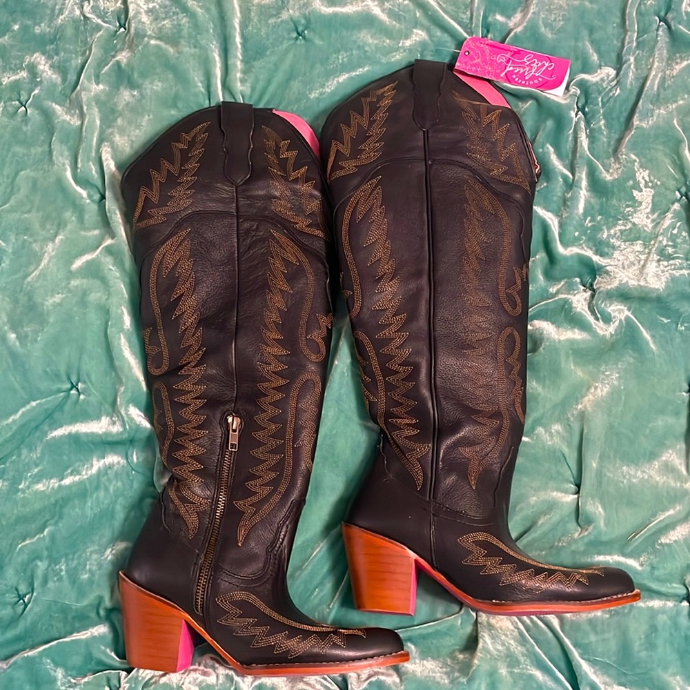 Souther Fried Chics Black Knee High Boots